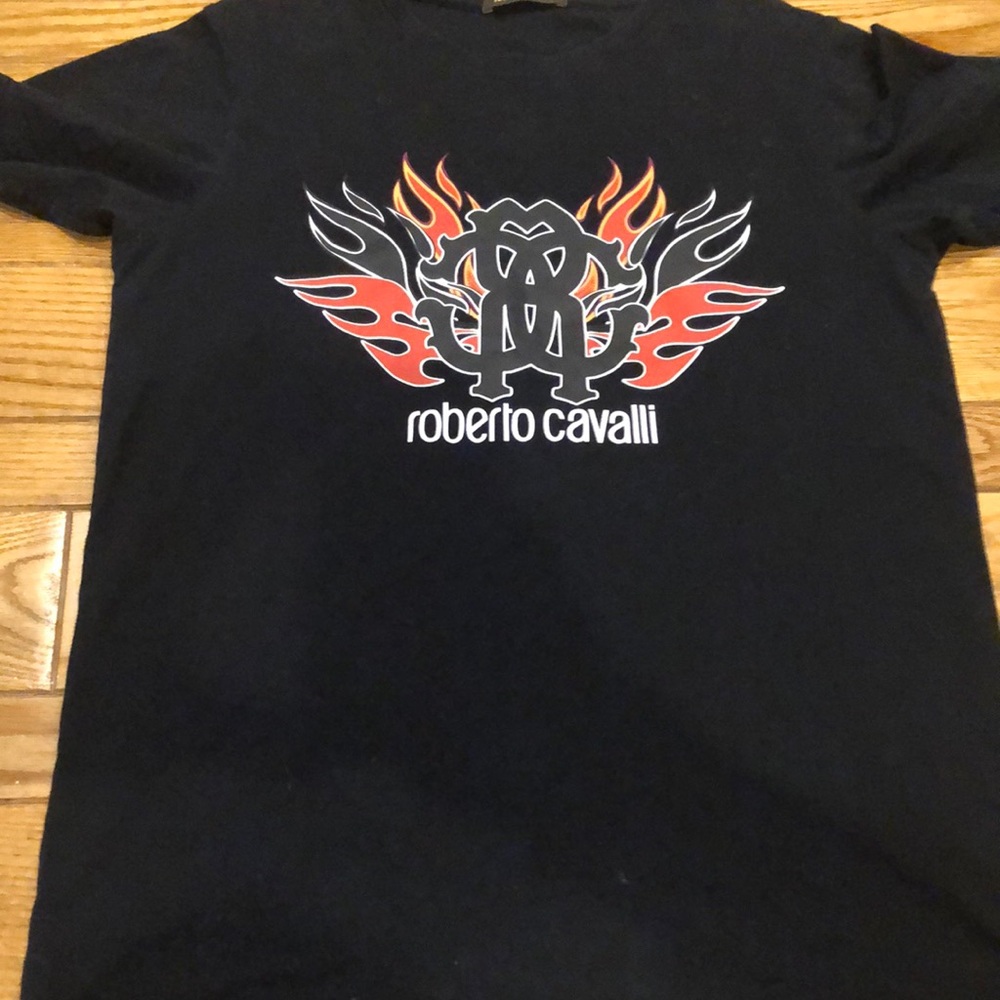 Roberto Cavalli Black Graphic T-Shirt